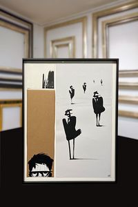 Papier & Karton als Objekte gerahmt in Alurahmen schwarz matt mit Distanzleiste; Museumsglas 2mm mit UV70-Schutz